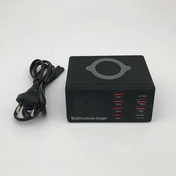 100W PD QC 3.0 Rýchlu Nabíjačku 8 Portov Smart USB Digitálny Displej Nabíjací Dok Stanica Qi Bezdrôtový Rýchlo Nabíjačka pre iPhone Samsung