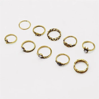 Štýlové Ženy Midi Krúžky 10Pcs Silver/gold-farba Stohovateľné Koleno Prstene Pre Ženy Prst Prsteň Bague Krúžok valentínsky Darček