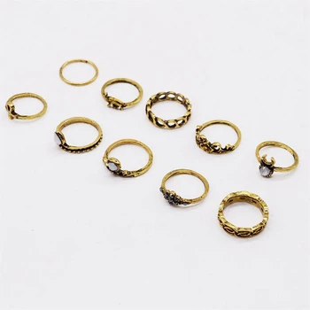 Štýlové Ženy Midi Krúžky 10Pcs Silver/gold-farba Stohovateľné Koleno Prstene Pre Ženy Prst Prsteň Bague Krúžok valentínsky Darček