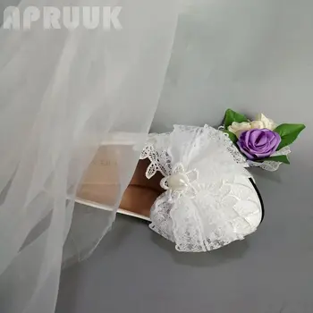 Biela čipka luk butterfly-uzol svadobné čerpadlá topánky, svadobné nevesty plus veľkosť 41 42 bridesmaid, strana prom šaty čerpadlá obuvi