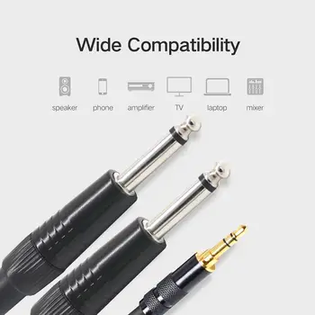 Univerzálny 3,5 mm Na Dual 6.3 mm Audio Kábel Male-to-male Flexibilné Slúchadlá Notebook Line Kábel 2 m 1m 1,5 m