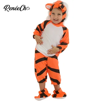 2018 Halloween Kostýmy Pre Deti, Dojčenská Tiger Kostým Dieťa kigurumi Onesie Zimné Zvierat Cosplay Jumpsuit Topánky, Klobúk Celý Súbor