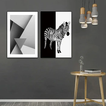 Čierne Biele Abstraktné Nordic Jednoduché Nástenné Plátno Plagát Zebra Krásy Štruktúra Diela Obrázok Pre Obývacia Izba Domova Bez Rámu