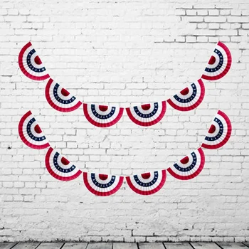 Tlačené Pruhy Hviezdy Americký Deň Nezávislosti Party Dekorácie String Vlajka Americkej Vlajky Polkruhová Vlajka Vytiahnuť DIY Dekorácie