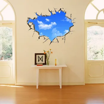 Nové Kreatívne Blue Sky 3D Nálepka Stereo Strop Obývacej Izby, Spálne, Samolepky na Stenu z PVC, Modrý 50*70 cm Non-Jedovaté dropshipping 2017