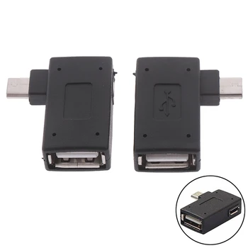 Žena Na Male Micro Adaptér USB 2.0 Micro OTG Napájania Port 90 Stupňov v Pravom Uhle USB OTG Adaptéry