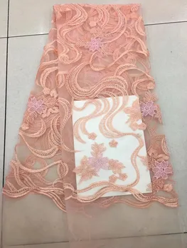 Najobľúbenejšie 3D kvetinovým nášivka ružová afriky korálkové čipky textílie na svadby 2018 Najnovšej francúzskej čipky vysokej kvality ML6811