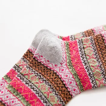 Národné štýle retro ponožky kvalitné bavlnené ponožky pre ženy Teplej Zime Na Nový Rok rainbow stožiare, zvlnenie Dovolenku dary