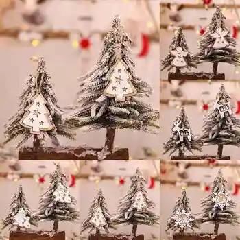 Santa Claus prívesok Vianočné Ozdoby tlač biely strom double-layer Vianočné prívesok drevené E7P2