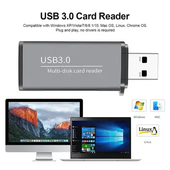 2 V 1 Multi Mini Prenosné High-speed USB3.0 Univerzálny TF SD MICRO SDXC SDHC Karty, Pamäte, Čítačky Kariet Pre PC, Notebook Notebook