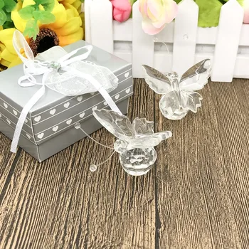 10PCS Crystal Butterfly Svadobné Figúrky Strán Vrátiť Dar Baby Sprcha Priazeň
