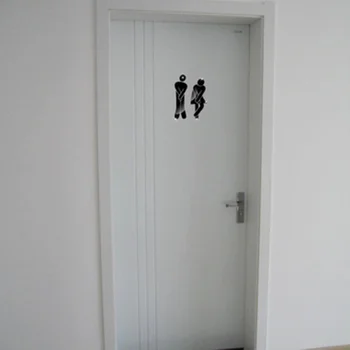 2 ks Wc WC Mužskej a Ženskej Identity, 3D Zrkadlo Samolepky na Stenu pre Domáce Toalety, Kúpeľne, Toalety Dekor (Black)