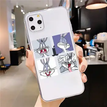 Legrační Karikatúra Bugs Bunny Telefón Prípade Transparentné pre iPhone 6 7 8 11 12 s mini pro X XS XR MAX Plus