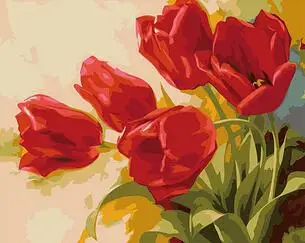 Svetlé tulipány kvetinový farebnosť podľa čísel na plátne, obrazov na stenu pre obývacia izba domova