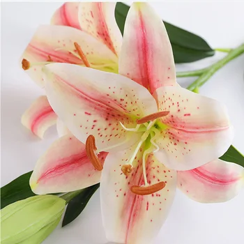 3 Hlavy Skutočný Dotyk Umelé Lily Falošné Kvety 88 cm Európskej Multicolor Vôňou Rastlín Svadobné Kvetinové Svadobné Veniec Dekorácie