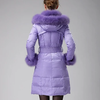 Kožušiny Luxusné real fox bunda ženy 2020 nová Európska značka dlhá vetrovka 20% kačica nadol plus veľkosť S-4XL bundy a coats S4562