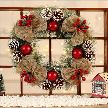 30/38 cm Vianočný Veniec Zavesenie Predné Dvere na Stenu Strom Ornament Umelé Pinecone Garland na Party Dekorácie