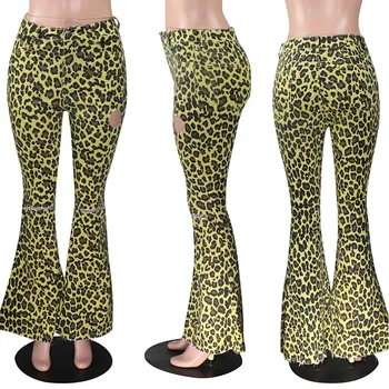Letné bežné kamufláž leopard tlač obličkového nohavice módne štíhly vysoký pás tlačidlo dámske nohavice
