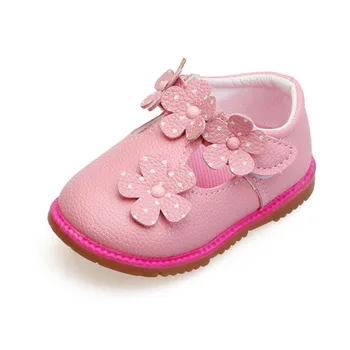 Prvý Chodci detská obuv baby girl PU prvý chodci veľkosť 1 2 3 kvalita 2017 ružová, biela, červená háku & slučky anti-slip princezná obuvi