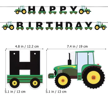 OYARD Traktor Birthday Banner Traktor Garland Bunting pre Traktor Narodeninovej Party Dodávky Dekorácie (Zelená)