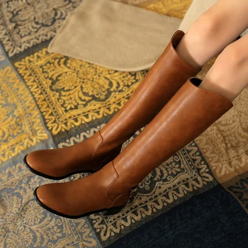 Ženy Originálne Kožené Topánky Nepremokavé Rytierov' topánky na Jeseň Zima kolená vysoké Topánky Mujer bota Žena Pohodlné Topánky Q8858