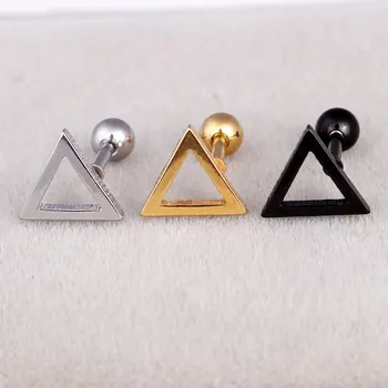 Móda Trojuholník Náušnice, Farba Gold Black Nehrdzavejúcej Ocele Ženy Muži Geometrické Duté Trojuholník Stud Náušnice Šperky