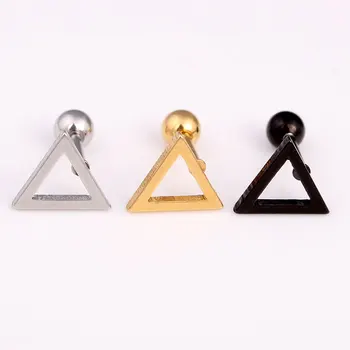 Móda Trojuholník Náušnice, Farba Gold Black Nehrdzavejúcej Ocele Ženy Muži Geometrické Duté Trojuholník Stud Náušnice Šperky