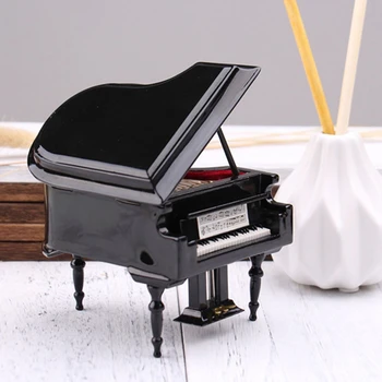 Miniatúrne Grand Piano Model Auta Hudobný Nástroj s Stoličky,pre Domáce Kancelárie Dekorácie(Black, Bez Hudby) Veľké