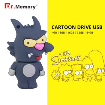 Dr. Pamäť Roztomilý USB Flash Disk Cartoon Memoria Disku Simpsonovci Vlk kl ' úč Tvorivé Silikónové Pero jednotky 4/8/16/32/64 GB