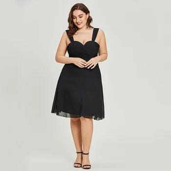 Dressv čierne čiary koktejlové šaty lacné milú krku koleno dĺžke štúdia party šaty elegantné módne koktejlové šaty