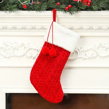 Pletené Vianočné Pančuchy Vianočné Cukrovinky, Darček Taška Krb Dekorácie, Vianočné Dekorácie Pre Domov