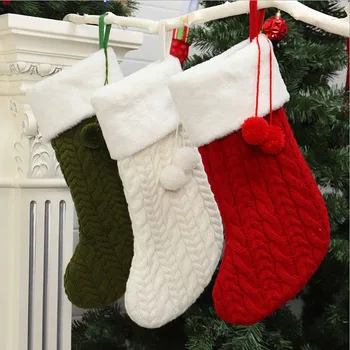 Pletené Vianočné Pančuchy Vianočné Cukrovinky, Darček Taška Krb Dekorácie, Vianočné Dekorácie Pre Domov
