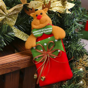 4pcs Jemné Vianočné Textílie Darčeková Taška s Bell Prívesok Dekorácie Tvorivé Deti Prítomné odkladacie Puzdro Vianočný Stromček Zavesenie