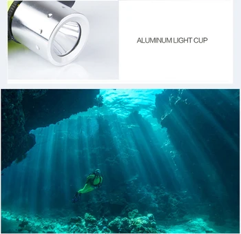 8000 Lúmenov Potápanie Svetlomet Blesk, Reflektor 100m 18650 Batérie Led Lítium-Iónová T6 Plávanie pod vodou Svetlomet