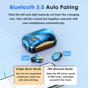 Aimitek Pravda Bezdrôtové Slúchadlá Bluetooth 5.0 Slúchadlá 8D Stereo TWS Mini Športové Slúchadlá s Power Bank LED Displej 2020