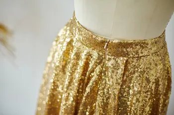 Vintage Zlato Sequin Sukne Vysoko Kvalitný Čaj Dĺžka Krátke Dospelé Ženy Sukne Zákazku Na Zips Štýl Bling Bling Sequined Sukne