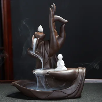 Spätnou Kadidlo Horák na Aromaterapy Tathagáta Budha Lotus Kadidlo Držiak +10pc Kužele quemador incienso Domov buda decorativo