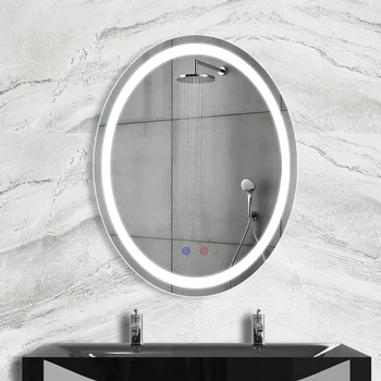 Veľkoobchod klasický dizajn kovový rám oválneho tvaru led osvetlené kúpeľňa sliver, zrkadlo