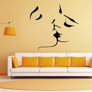 Kreatívne PVC Samolepky na Stenu Vymeniteľné Nepremokavé Muža A Ženy Kiss Plagát DIY Wall Art Obtlačky Pre Domáce Spálne Dekorácie