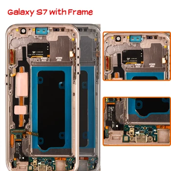 Nový Lcd displej pre Samsung Galaxy S7 s rámom dotykový displej Montáž Nahradenie G930 G930F Digitalizátorom. smartphone OLED modul