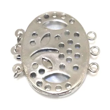 3 riadky 30 mm Prírodná Šedá Eliptických Hlavu perleť Shell Rezbárstvo Šperky Otvorené Spona