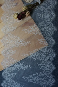 Elegantný Vrúbkovaným Rias Čipky Textílie 40 cm Široký 3 m/Veľa DIY Materiál Na Šaty, Závoj, Kostým Dodávky Black/White
