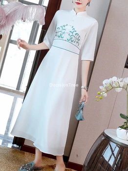 2021 čínsky štýl lady cheongsam elegantné šaty vestidso vintage kvetinové výšivky qipao elegantné orientálna nový rok večerné šaty