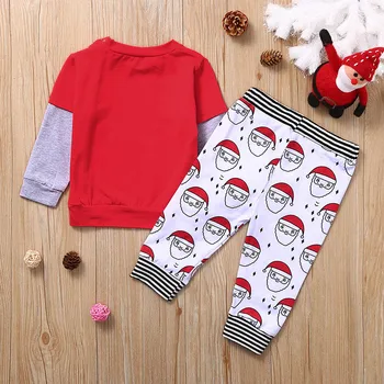 Vianočné Santa Claus Batoľa Chlapec Oblečenie Tlač Mäkké Pyžamo Nohavice Nastaviť Vianočné Oblečenie, Deti, Chlapcov, Šaty