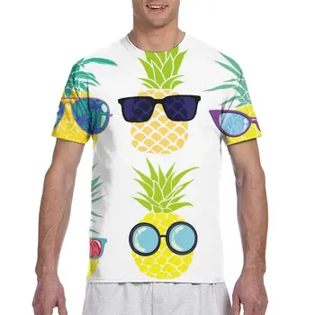 2020 Mens T košele Módy Nové Letné pánske, Krátky Rukáv T-shirt Bežné Žlté banány, Ananás, S Okuliarmi Tričko Pre Muža Plného