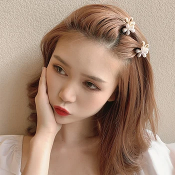 Kórejský Elegantné Malé Kvet Vlasy Pazúry Klip Ženy Móda Simulácia Pearl Vlasy Príslušenstvo Nastaviť Dievča Barrette Svadobné Pokrývku Hlavy