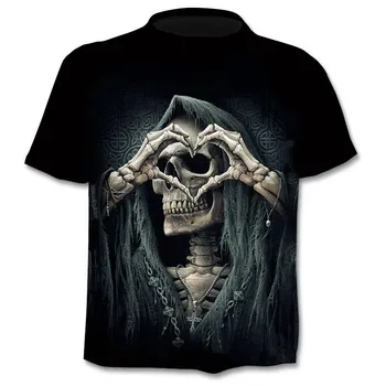 Značka Skull T shirt Krvi Oblečenie Zábavné Oblečenie Hip-Hop Tees 3D Topy T-shirt Mužov Krátky Rukáv Mužskej Módy Homme dropshipping