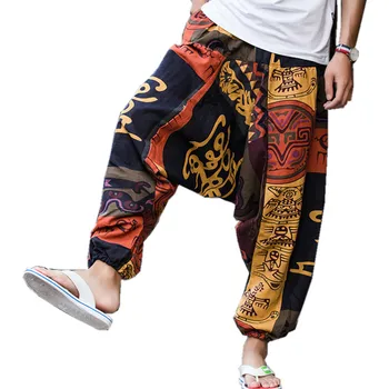 Jeseň Kríž Nohavice Pre Mužov Japonský Štýl Voľné Bielizeň Hip Hop Nadrozmerná Bežné Hárem Nohavice Muž Vytlačené Streetwear Punk Nohavice