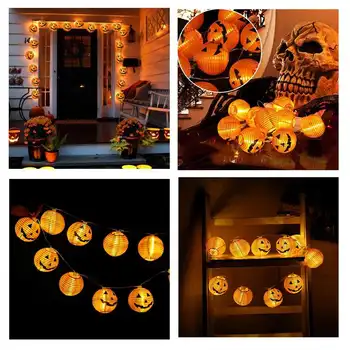 Zábavné Halloween Dekorácie LED Papier Tekvica Lampáš Svetlo Lampy s 1,5 m/4 m Lano Ghost Festival Tekvica Lampa na Domácej Strane