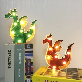 3D Roztomilý Dragon Zvierat Štýl Led Noc Lampa Visí Ploche Svetlá AA Batérie Powered Osvetlenie Deti Darček, Nočné Osvetlenie Led